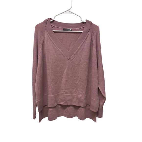 By Anthropologie Gabby V-neck sweater merino wool lavender pink size XS - Picture 1 of 9